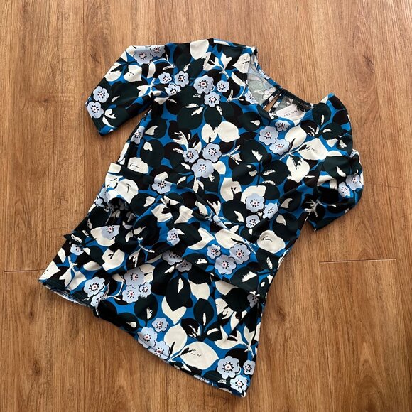 Ann Taylor Factory Short Sleeve Scoop Neck Blouse Floral NWT Women’s Size XS - Picture 1 of 6